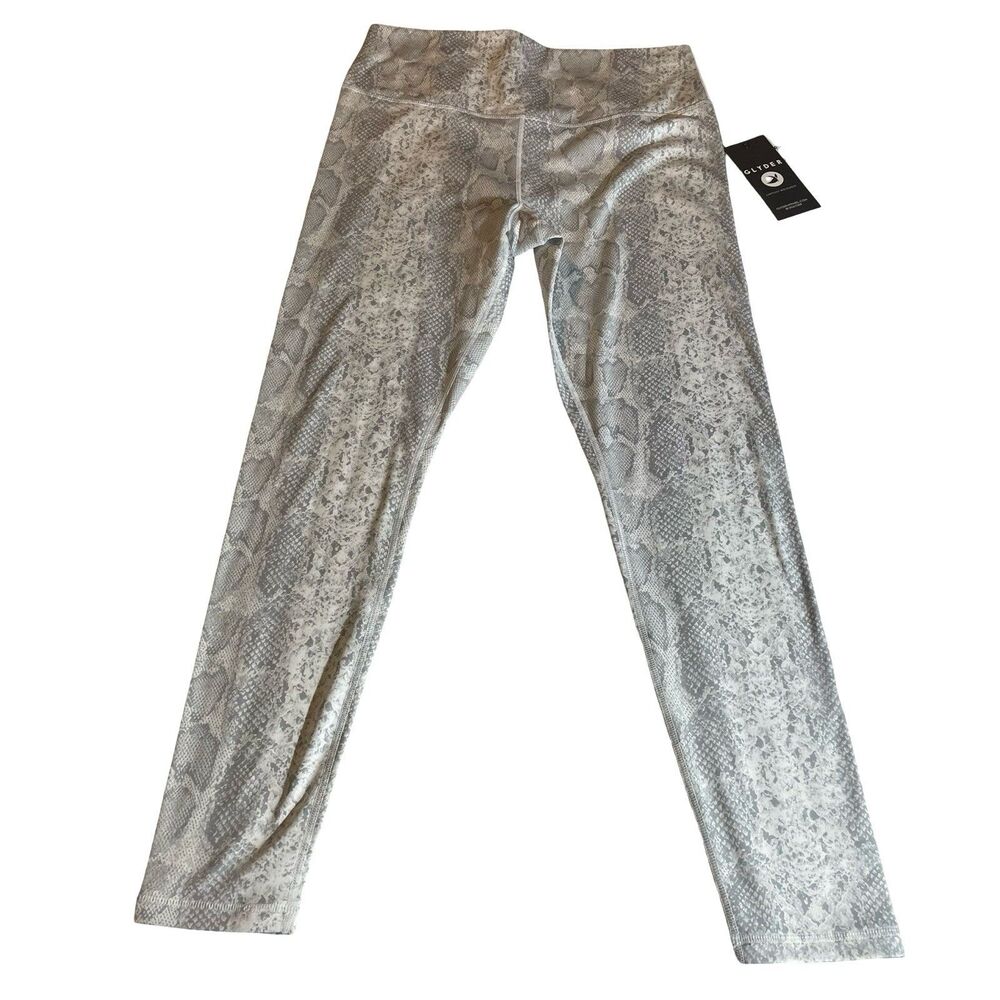 Glyder Sultry 7/8 Leggings Women's XL White Snake Animal Print Stretch NEW !